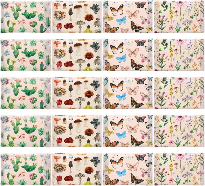 PerKoop 100 Pack Pocket Tissues Travel Slim Packs Small Facial Tissues Wallet Size Toilet Paper for Travel Guest Wedding Supplies, 4 Styles(Plants) - Image 1
